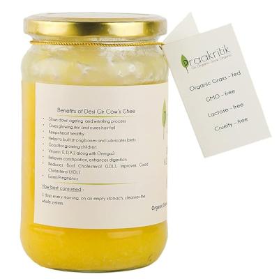 Praakritik Natural Desi Gir Cow Ghee 1L - 100% A2 Gir Cow Desi Ghee - Prepared by Traditional Bilona Method - Vedic Cultured Grassfed - Vegetarian GMO Free Lactose Free - Cow Ghee 1 Ltr