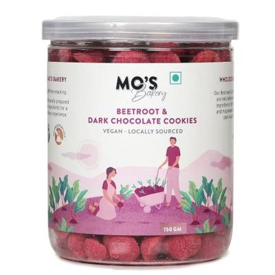 Mo's Beetroot & Dark Chocolate Cookies, 150 Gram|Vegan|Healthy And Tasty Guilt Free Snack|100% Natural & Preservatives Free