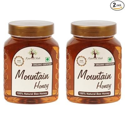 Ayurved Hub Raw Organic Mountain Honey from Uttarakhand 500g (Pack of 2) | NMR Tested, ISO Certified, Unprocessed, Unpasteurized, Pure & Natural (2x500g)