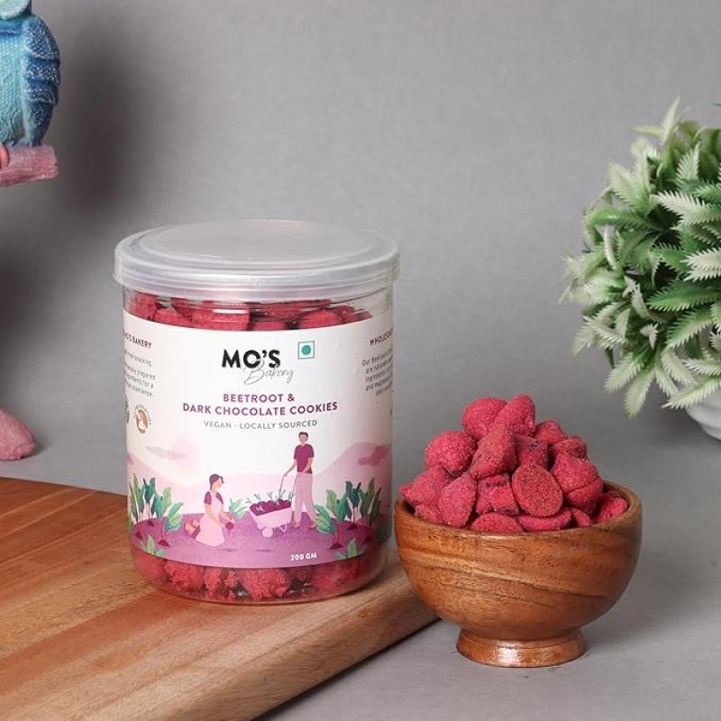 Mo's Beetroot & Dark Chocolate Cookies, 150 Gram|Vegan|Healthy And Tasty Guilt Free Snack|100% Natural & Preservatives Free