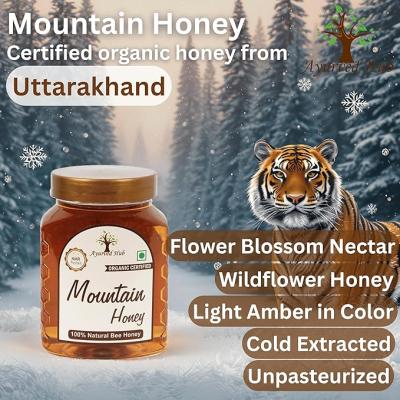 Ayurved Hub Raw Organic Mountain Honey from Uttarakhand 500g (Pack of 2) | NMR Tested, ISO Certified, Unprocessed, Unpasteurized, Pure & Natural (2x500g)
