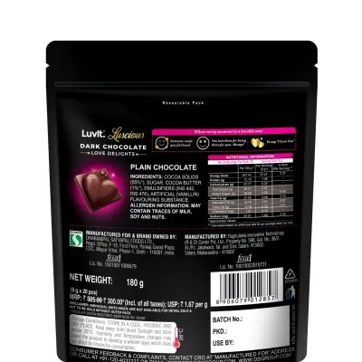 Luvit Luscious Love Delights Dark Chocolate Bar
