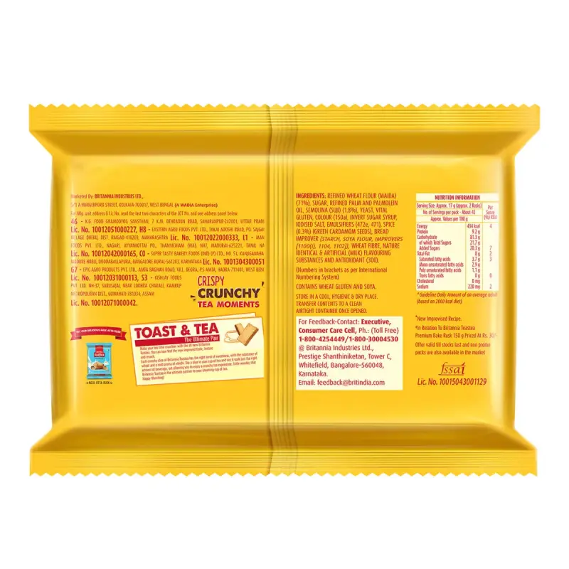 Britannia Toastea Premium Bake Rusk With Real Elaichi