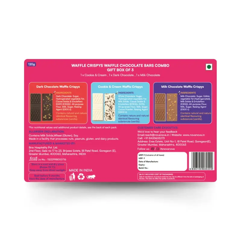 Nova Nova Waffle Crispys Chocolate Gift Box- Pack Of 3