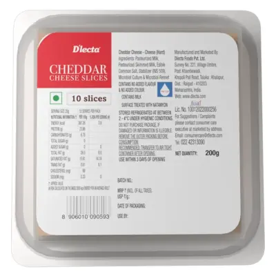 D'lecta Natural Cheddar Cheese Slices
