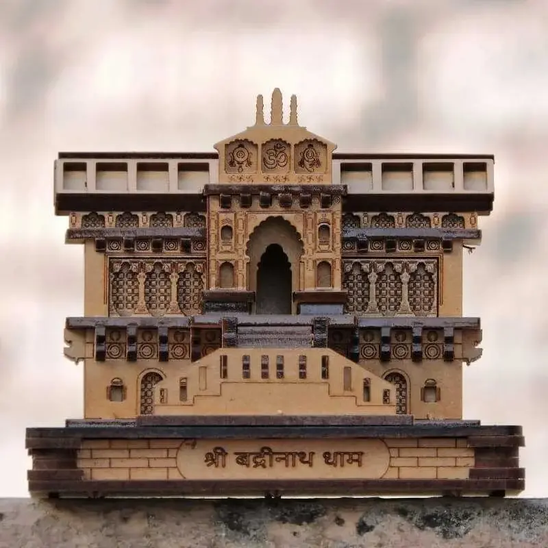 Badrinath Temple 3D Model Miniature Replica (Pinewood)