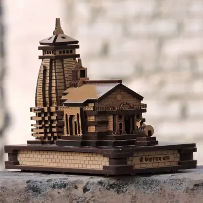 Kedarnath Temple 3D Model Miniature Replica (Pinewood)