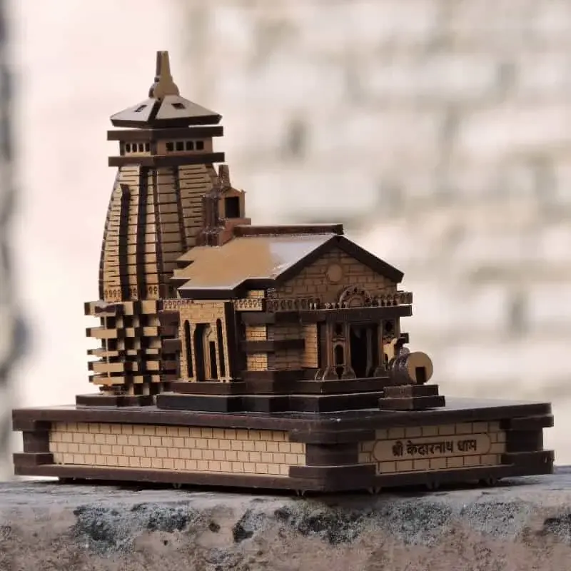 Kedarnath Temple 3D Model Miniature Replica (Pinewood)