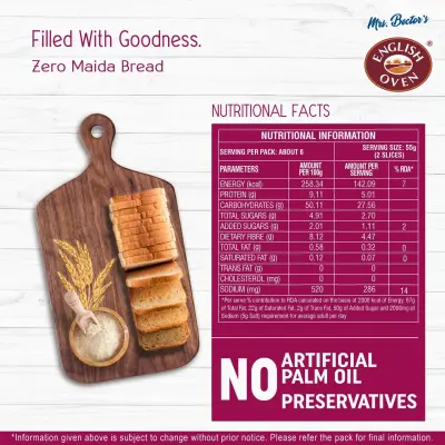 English Oven Zero Maida Whole Wheat Bread