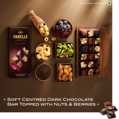 Fabelle Open Secret Dark Chocolate Bar With Exotic Nuts & Berries