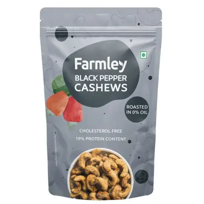 Farmley Black Pepper Roasted Cashews | Kaju Rich in Protein Crunchy & Delicious