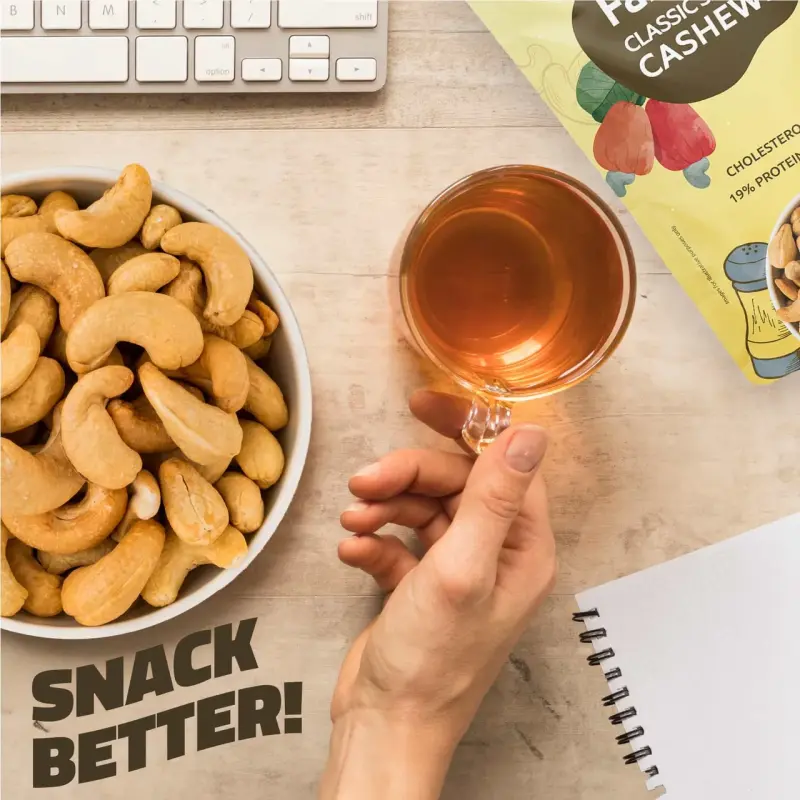 Farmley Classic Salted Roasted Cashews-Kaju | Rich In Protein Crunchy And Delicious
