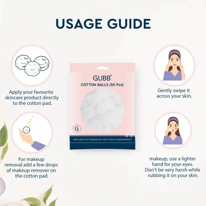 GUBB White Cotton Balls For Face Cleansing & Makeup Removal