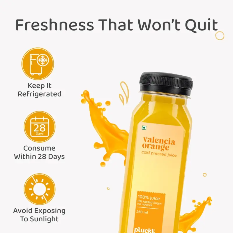 Pluckk 100% Fresh Valencia Orange Juice