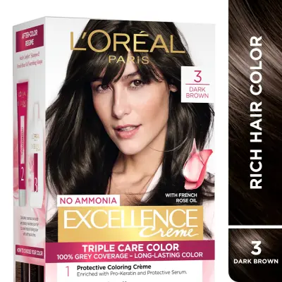 L'Oreal Excellence Creme Hair Color, 3 Dark Brown