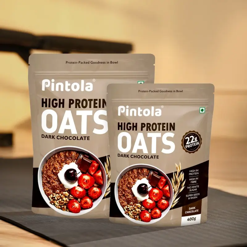 Pintola High Protein Oats Dark Chocolate With Almonds Raisin Pumpkin And Chia Seeds