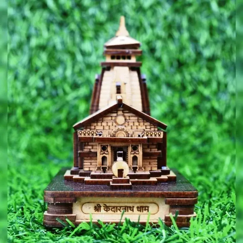 Kedarnath Temple 3D Model Miniature Replica (Pinewood)