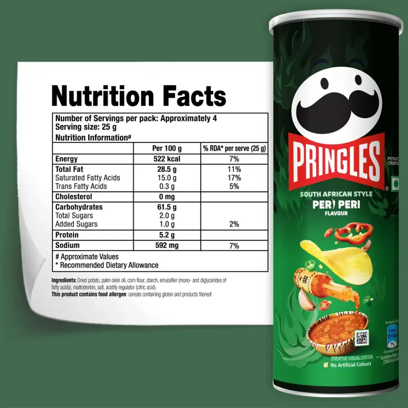 Pringles Potato Chips Peri Peri Flavour