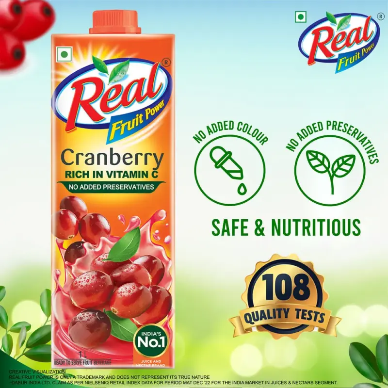 Real Fruit Power Cranberry Juice Tetrapack