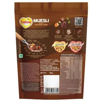Saffola Muesli Choco Crunch With Flavour Pops 15 In 1 Fruit And Nuts | Seeds | Millet & More