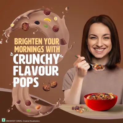 Saffola Muesli Choco Crunch With Flavour Pops 15 In 1 Fruit And Nuts | Seeds | Millet & More