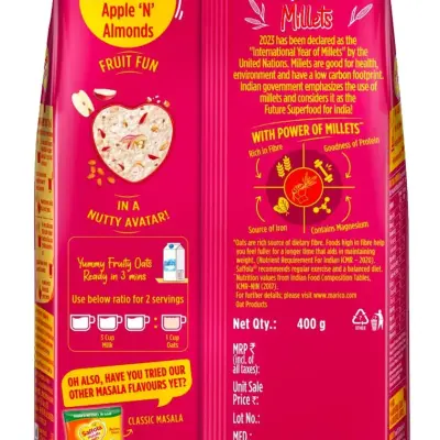Saffola Oats with Apple 'n' Almonds, Healthy & Tasty, Anytime Snack