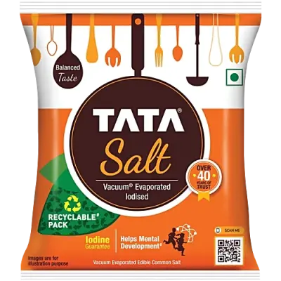 Tata Salt Vacuum Evaporated Iodised Edible Common Salt, 1 kg Pouch