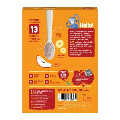 Slurrp Farm Wheat Apple and Banana Instant Healthy Cereal 100% Natural | No Added Sugar | No Milk