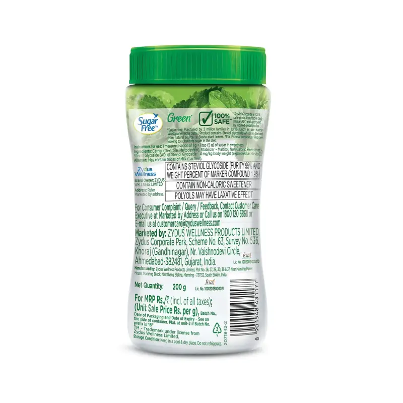 Sugarfree Green 100% Natural Made From Stevia