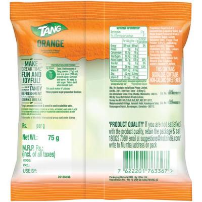 Tang Orange Instant Drink Mix, 75 g Pouch