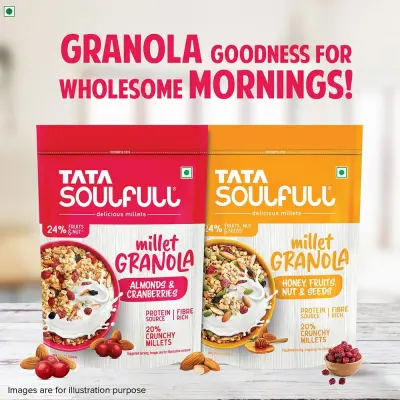 Tata Soulfull Millet Granola, Almonds & Cranberries, Breakfast Cereal