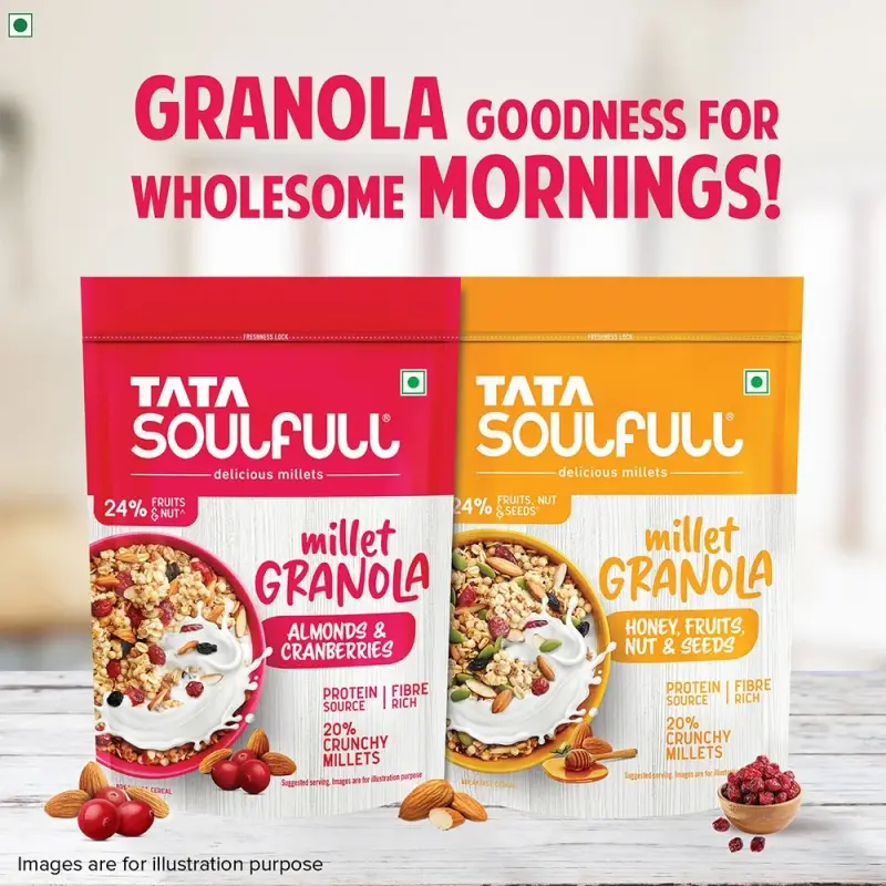 Tata Soulfull Millet Granola, Almonds & Cranberries, Breakfast Cereal