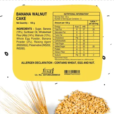 The Baker's Dozen Wholewheat Banana Walnut Cake