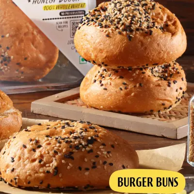 The Baker's Dozen Zero Maida Burger Buns No Palm Oil No Preservative 100% Wholehwheat