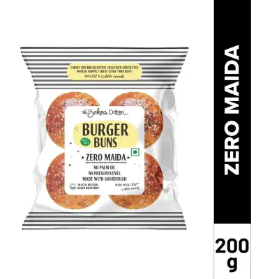 The Baker's Dozen Zero Maida Burger Buns No Palm Oil No Preservative 100% Wholehwheat