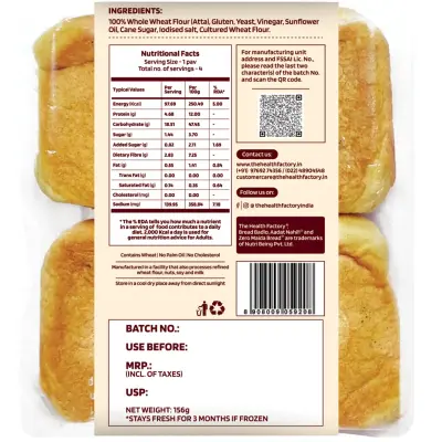 The Health Factory Zero Maida Bombay Pav- Whole wheat