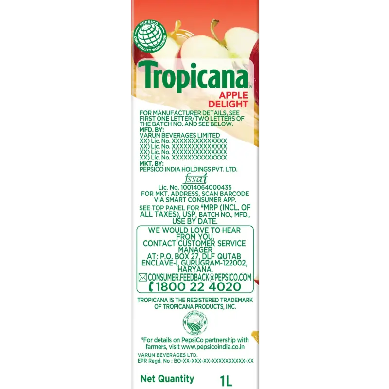 Tropicana 100% Apple Fruit Juice