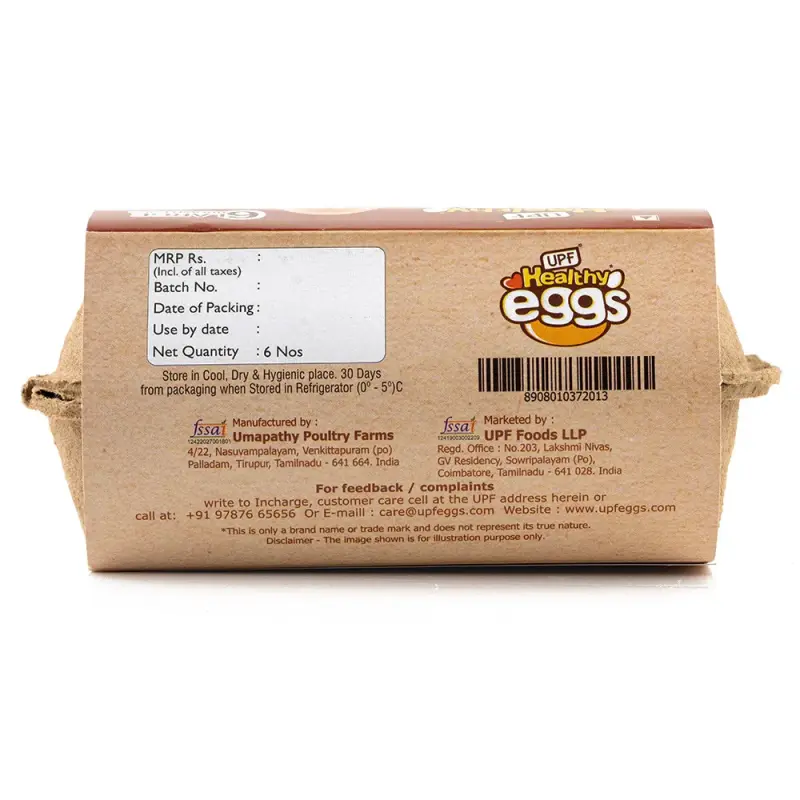 UPF Healthy Brown - Large Eggs, 6 Pieces | Protein Rich | Veg Feed | Infertile